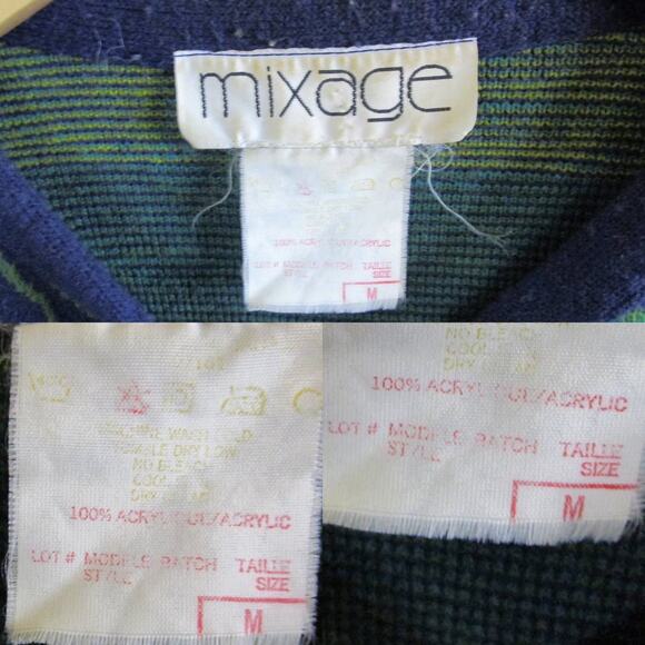 Vintage Mixage 80s Abstract Knit Cardigan Sweater Gold Buttons Chunky Artsy M - Picture 10 of 17